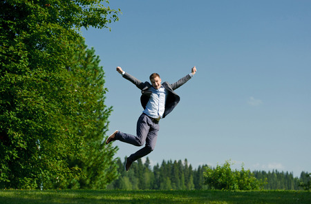 Young man jumping outside