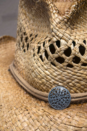 Western Style Cowboy or Cowgirl Straw Hatの写真素材