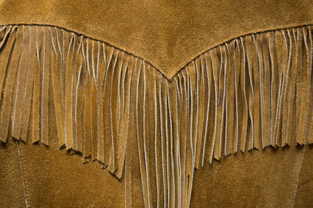 Vintage Western Leather Fringe Coatの写真素材