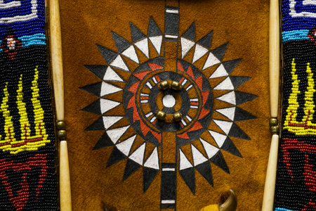 Detail of an Native American Indian Costumeの写真素材
