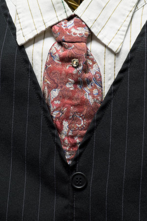 1920's Style Men's Pin Stripe Suit with Vest and Tieの写真素材