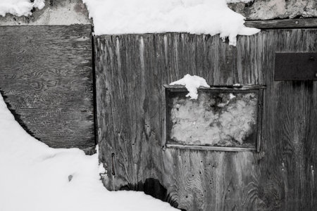 Old cellar buried in the snow.の写真素材