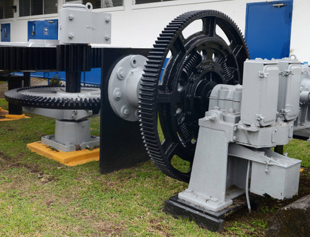 Machine to lock and unclock Miraflores lock in Panama canalの写真素材