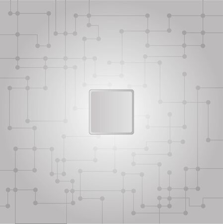 Circuit Mother board of electric abstract background. White of line and dot connection to center with shiny bright light. Blank space of 3d square in center for any design.のイラスト素材
