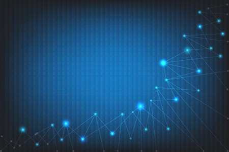 Finance technology deep blue background. Data connection with line and dot connected together. Light...