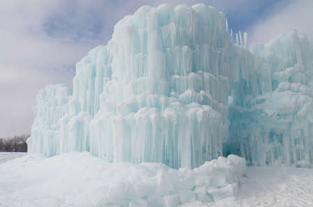 outdoor hanging ice formation. Ice Castle in winter