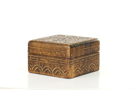 Closed trinket box isolated on white background.の写真素材