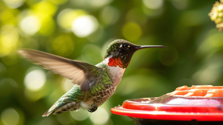 Ruby-throated Hummingbird at feederの素材
