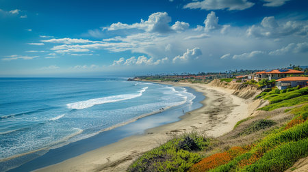 Panoramic view of a beach coastlineの素材