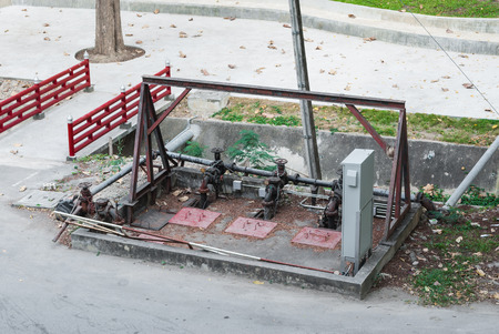 Water Valves Station with Metal Control Cabinetの写真素材