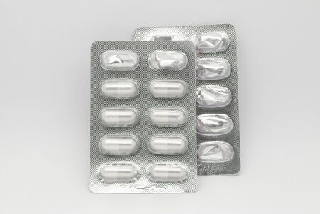 Closeup to Medical Capsule Package on White Background/ Isolated