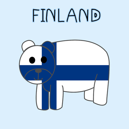 Color Imitation of Finland Flag with Bear, National Animalのイラスト素材