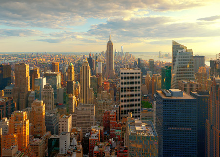 New York City Skyline at Sunset, USAの写真素材