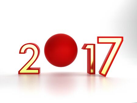 Red New Year 2017, Conceptual Illustration on White Background
