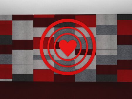 3D Red pattern with a heart target on valentine's day, illustration