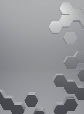 Hexagon 3d abstract, grey background, rendering illustrationの写真素材