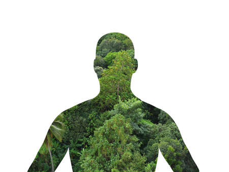 Human shape and nature, protecting environmentの写真素材