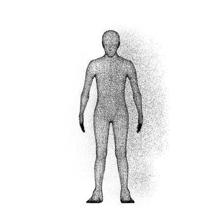 Human model isolated on white background in technology concept, artificial intelligence, 3d illustrationの写真素材