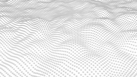 Balls shape terrain cyberspace. White mountains landscape in computer technology concept. Sci-Fi data futuristic background. 3d abstract illustration.の写真素材
