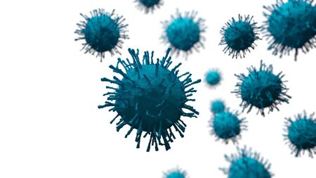 Corona Virus2019-nCoV or Covid 19. Asian flu infection outbreak as pandemic risk around the world in medical concept. close up of microscope virus cells. 3d abstract illustration.の写真素材