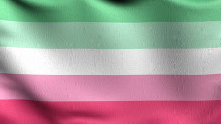 Abrosexual Pride Flag, LGBT, or rainbow flag. Pride symbol blowing in the wind. Official patriotic abstract design. 3D rendering illustration of waving sign symbol.の写真素材