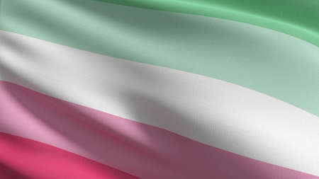 Abrosexual Pride Flag, LGBT, or rainbow flag. Pride symbol blowing in the wind. Official patriotic abstract design. 3D rendering illustration of waving sign symbol.の写真素材