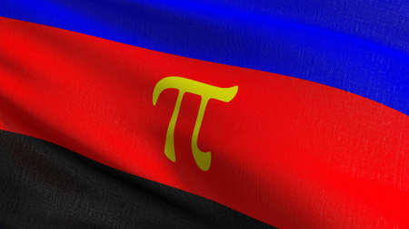 Polyamory Flag, LGBT. Pride symbol blowing in the wind. Official patriotic abstract design. 3D rendering illustration of waving sign symbol.の写真素材