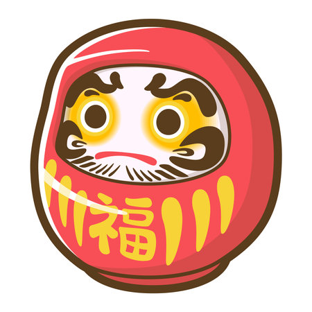 Daruma. Auspicious ornaments. Japanese traditional culture. Vector illustration.のイラスト素材