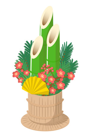 Kadomatsu. New Year's Decorations. Japanese traditional culture. Vector illustration.のイラスト素材