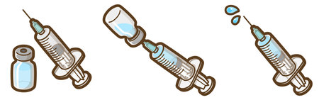 Syringe and vaccine. Medical instrument. Vector illustration.のイラスト素材