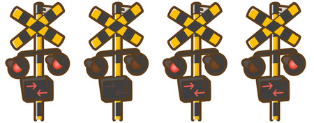 Set of railroad crossing. Vector illustration.のイラスト素材
