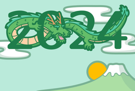 2024 New Year's card. Greeting card. Year of the dragon. Vector illustration.のイラスト素材