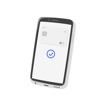 Mobile payment. Cashless payment. Numberless credit card.  Vector illustration.のイラスト素材