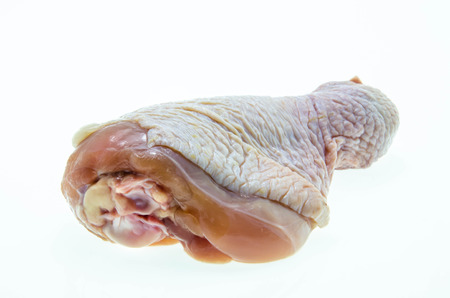 raw chicken legs on a white backgroundの写真素材