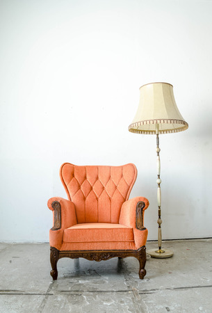 Classical style Armchair couch in vintage room with desk lampの写真素材