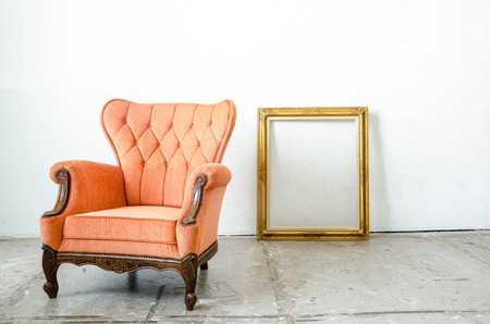 Classical style Armchair couch in vintage room with frameの写真素材