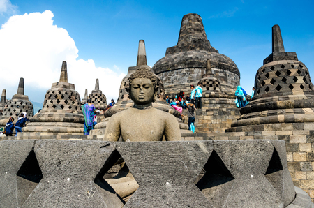 Yogyakarta, Indonesia - May 20, 2016 - - Unidentified people visit Borobudur Temple where is the historical Buddhist relic founded Yogyakarta ,Java ,Indonesia.のeditorial素材