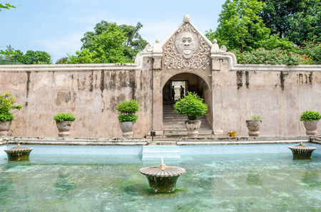 Ancient pool at taman sari water castle  Yogyakarta, Java, Indonesia.のeditorial素材