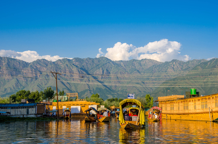 Srinagar, India - July 1, 2017 : Lifestyle in Dal lake,beautiful nature of Dal Lake in Srinagar, Jammu and Kashmir state, Indiaのeditorial素材