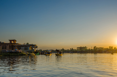 Srinagar, India - MAY1, 2017 : Lifestyle in Dal lake,beautiful nature of Dal Lake in Srinagar, Jammu and Kashmir state, Indiaのeditorial素材