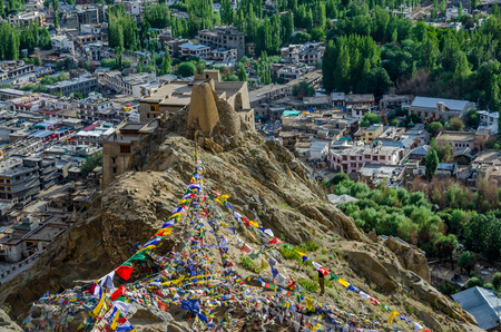 Tsemo Castle and Namgyal Tsemo Gompa Monastery in Leh city, Ladakh, Jammu and Kashmir, Indiaのeditorial素材