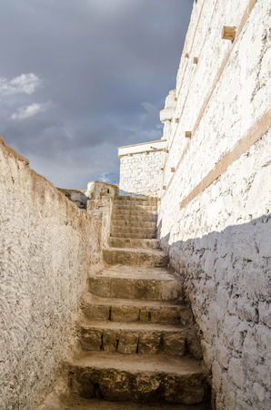Detail of Tsemo Castle and Namgyal Tsemo Gompa Monastery in Leh city, Ladakh, Jammu and Kashmir, Indiaのeditorial素材