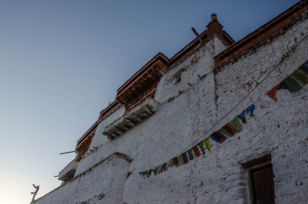 Basgo Monastery surrounded with stones and rocks in Ladakh province, Indiaの写真素材