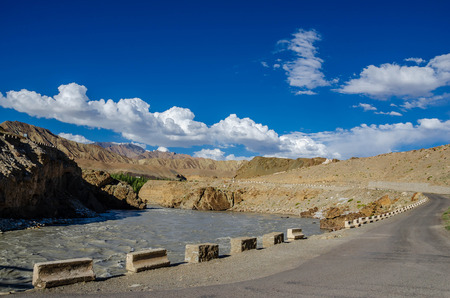 Scenery of Indus river behind at Alchi Monastery of Ladakh region, Leh district, Jammu and Kashmir...