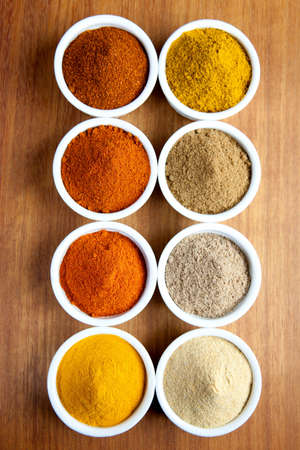 Spices in ramekinsの写真素材