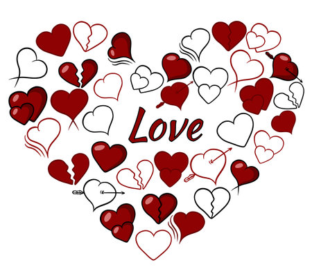 Collection of hearts. Symbols. Love. Hearts icon set. Isolated on white background vector.のイラスト素材