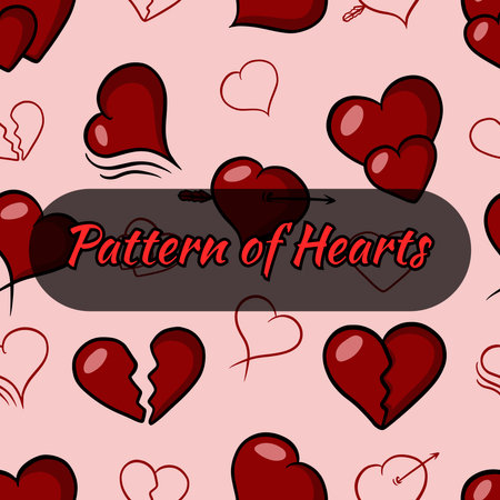 Seamless pattern with hand drawn hearts.のイラスト素材