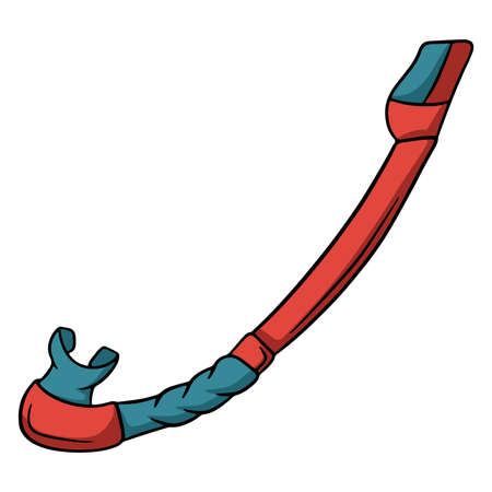 Diving snorkel. A tube for breathing under water. Diving gear. Things you need on the beach. Cartoon style. Illustrations for design and decoration.のイラスト素材