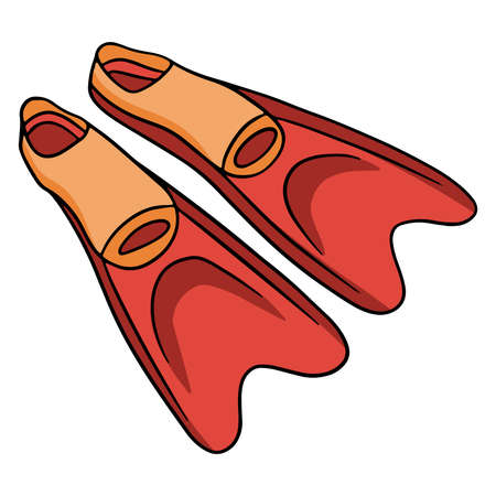 Swimming fins. Accelerate the pace of swimming. Diving gear. Things you need on the beach. Cartoon style.のイラスト素材