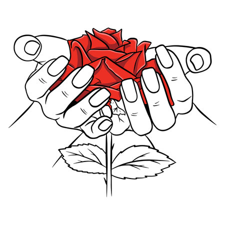 Hand-drawn roses. Beautiful flower. Cartoon style. Vector illustration. For design and decoration.のイラスト素材